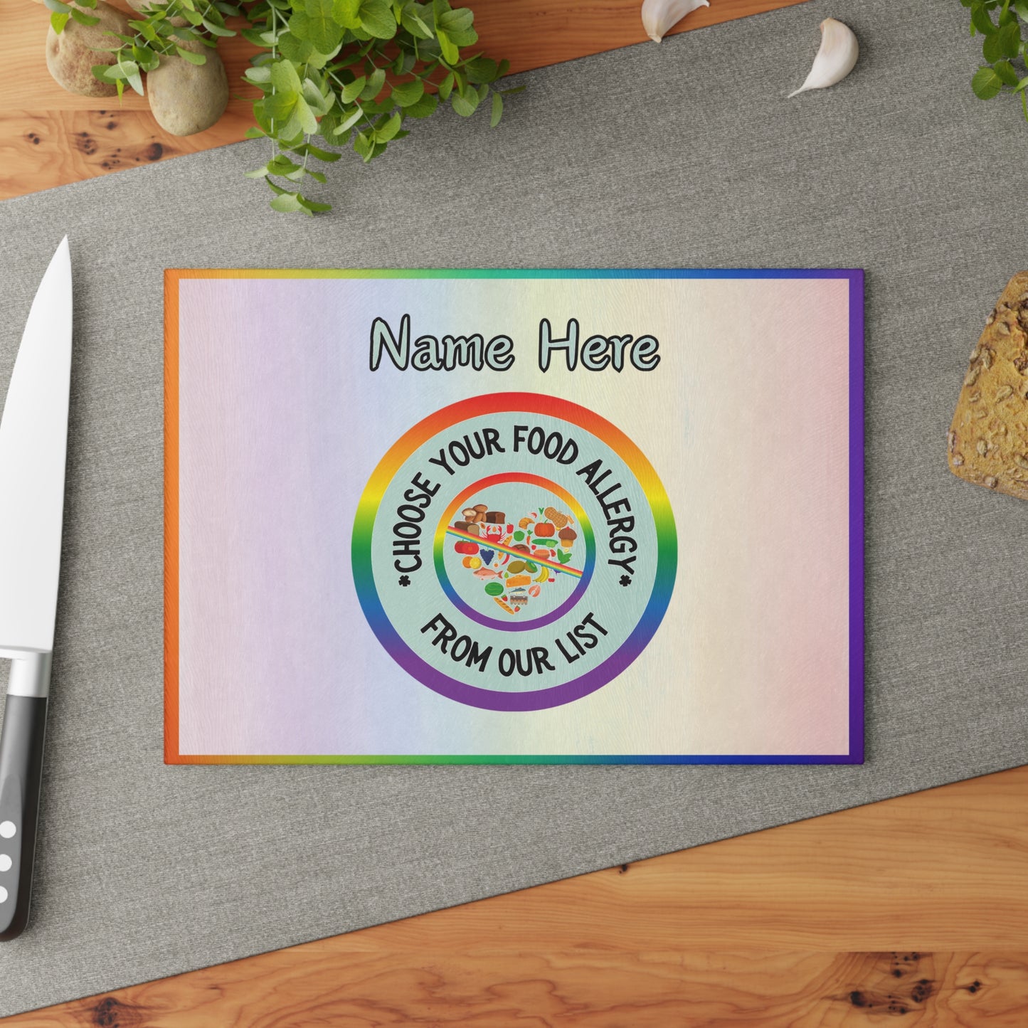 Food Allergy Glass Cutting Board