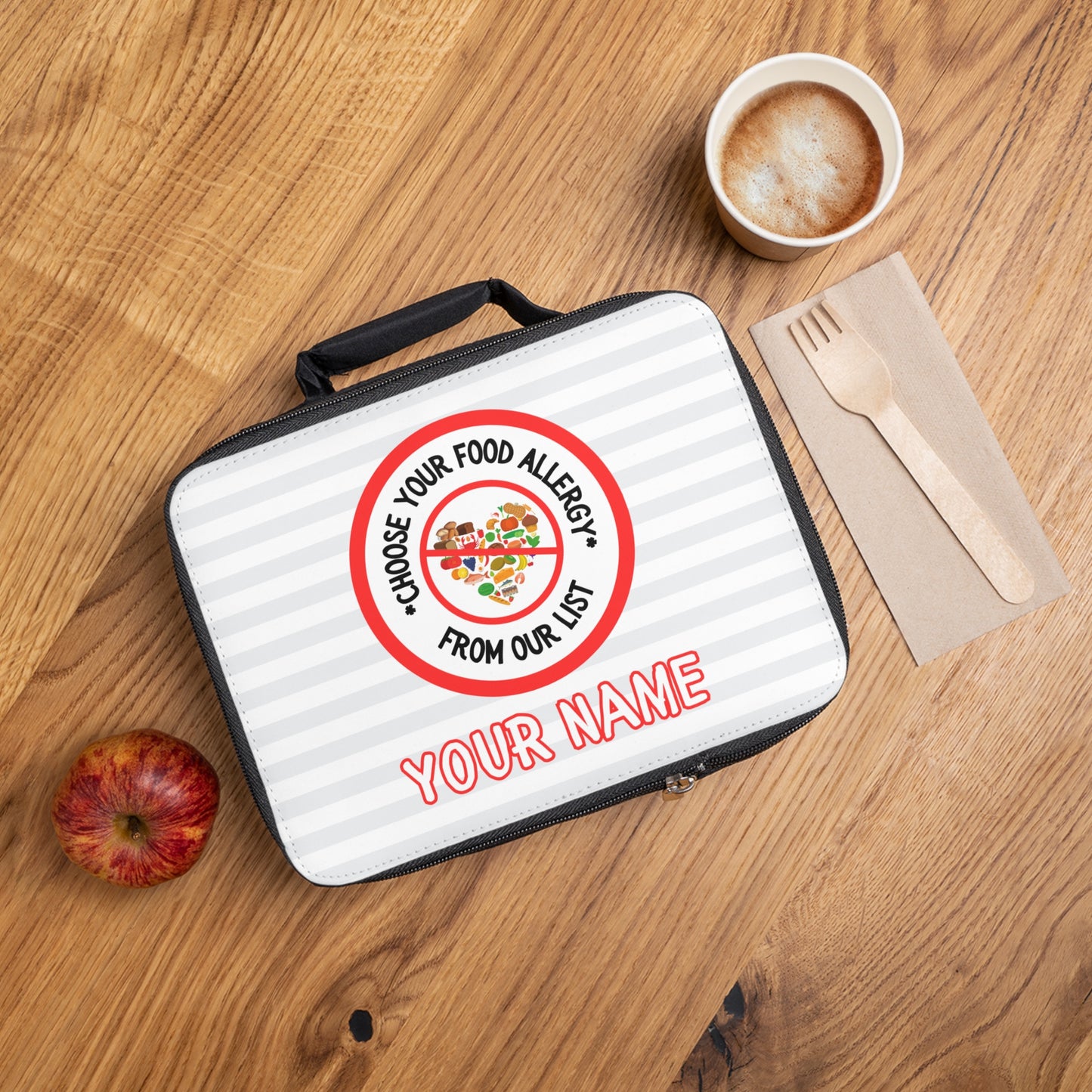 Gray Striped Food Allergy Lunchbox