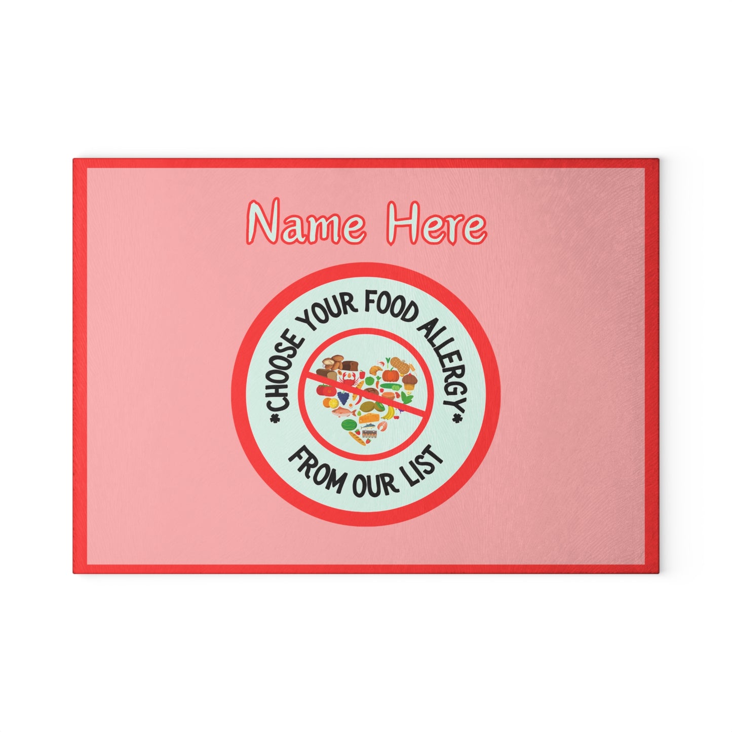 Food Allergy Glass Cutting Board