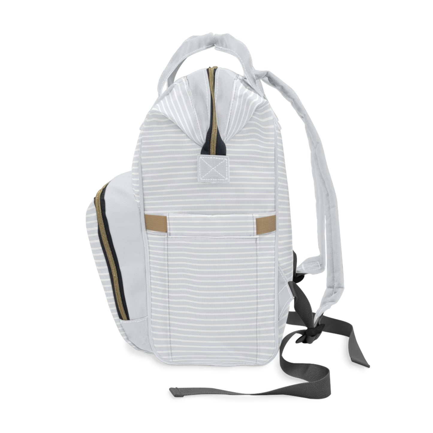 Gray Striped Diaper Backpack