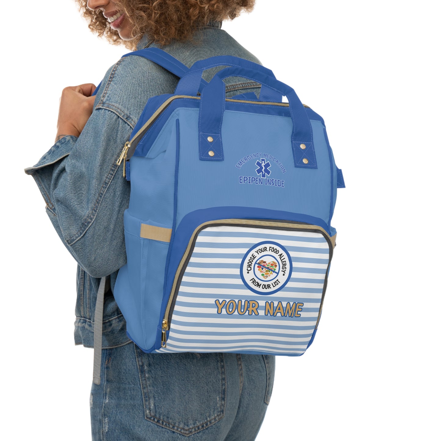Blue Striped Diaper Backpack