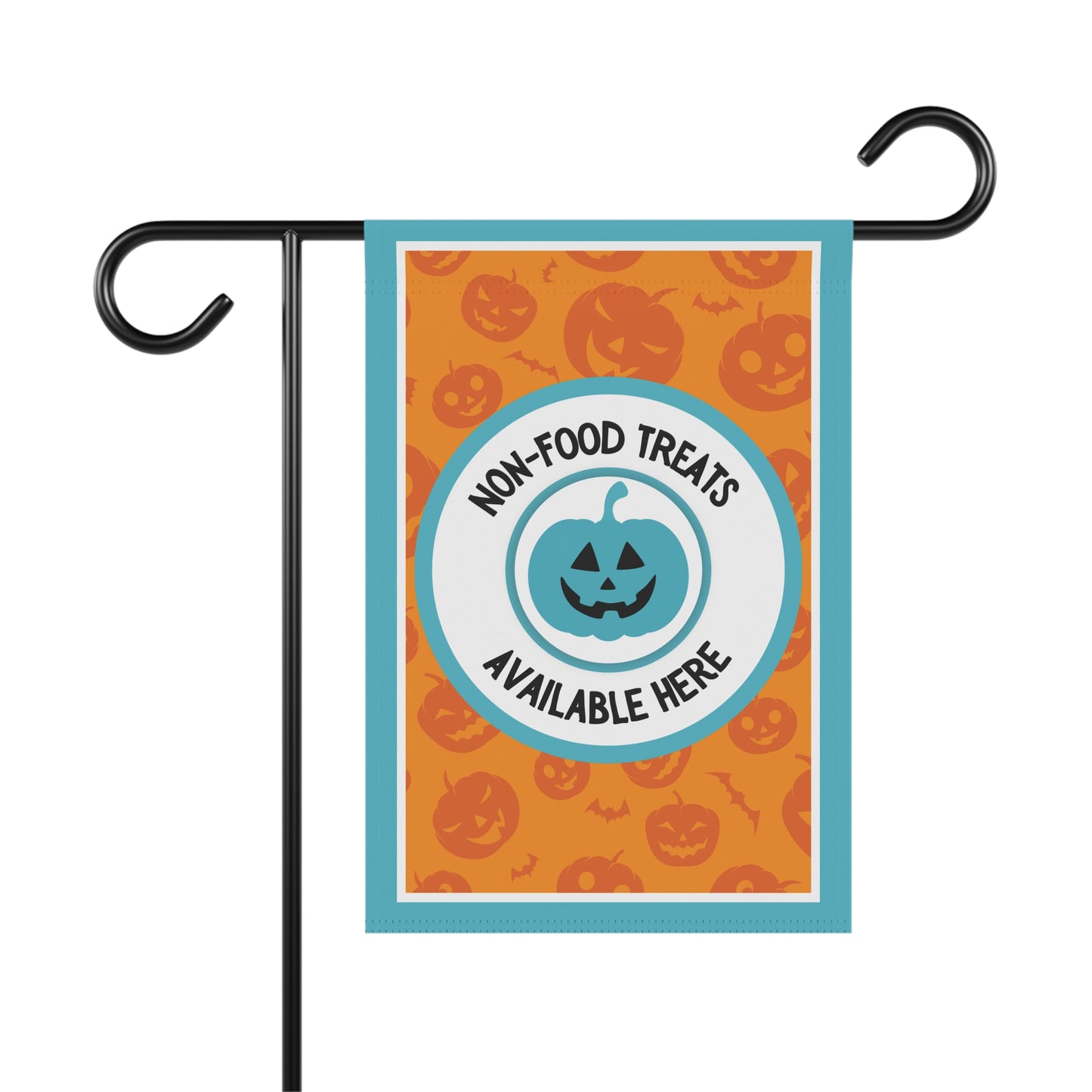 Halloween Food Allergy Garden Flag – Food Allergy Awareness Yard Sign with Orange and Teal Pumpkins