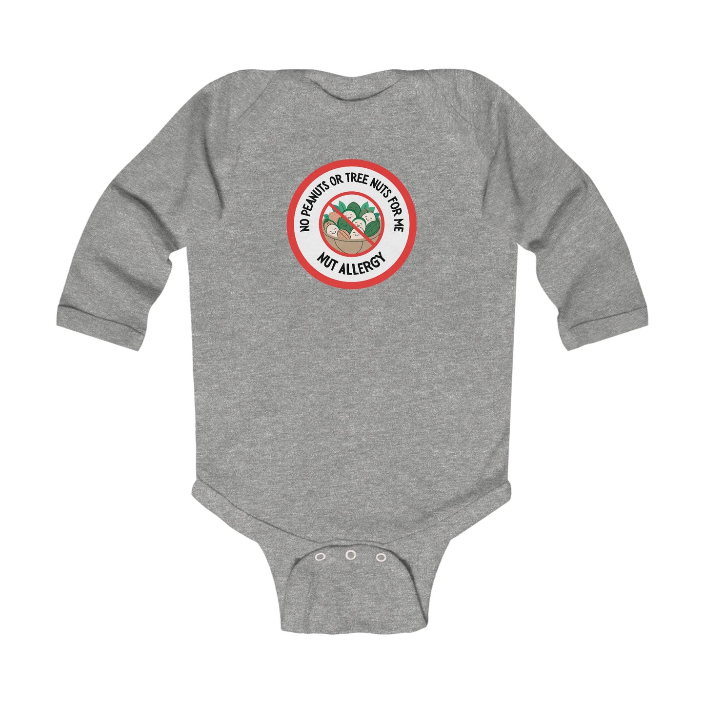 Nut Allergy Red Logo Long Sleeve Onesie