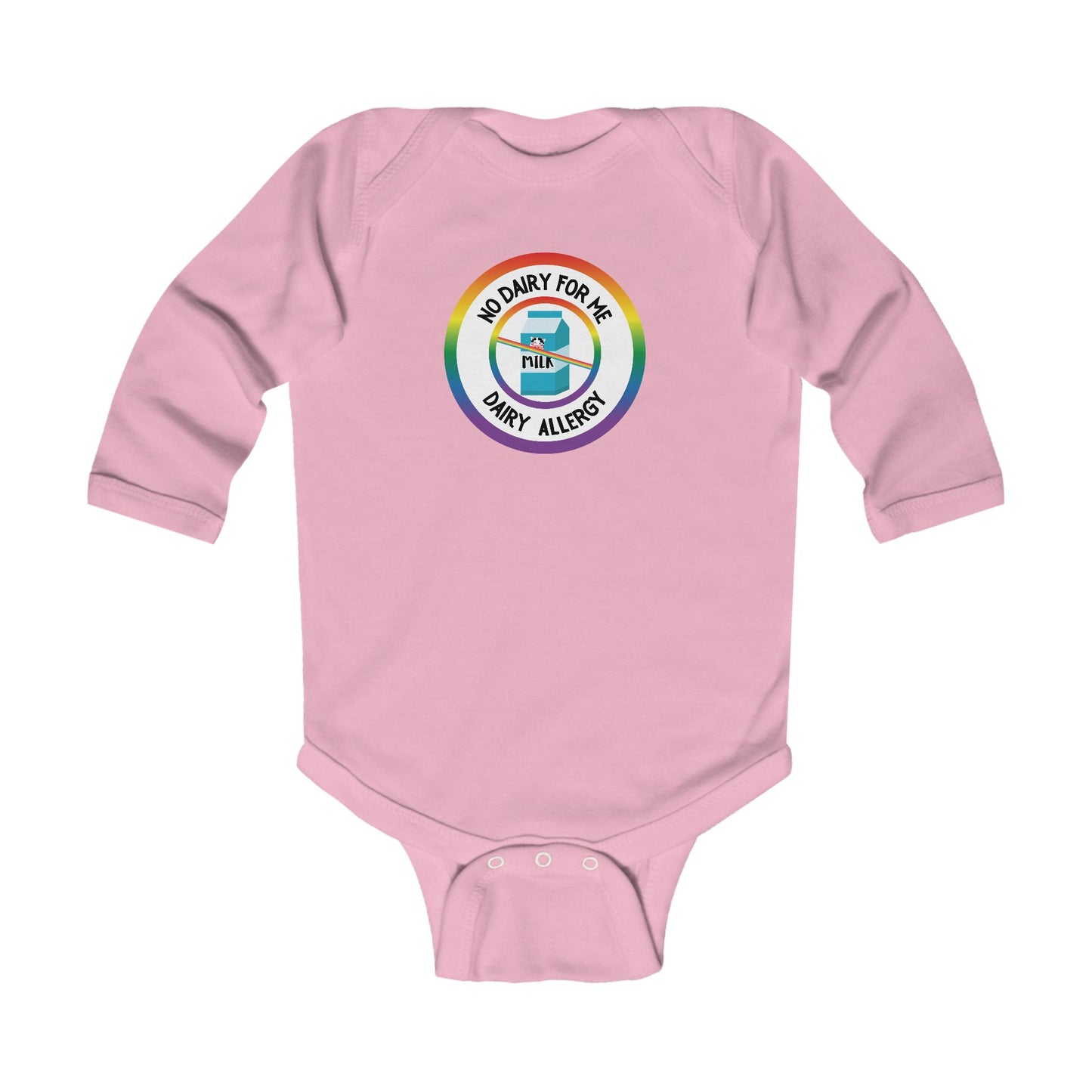 Dairy Allergy Rainbow Logo Long Sleeve Onesie