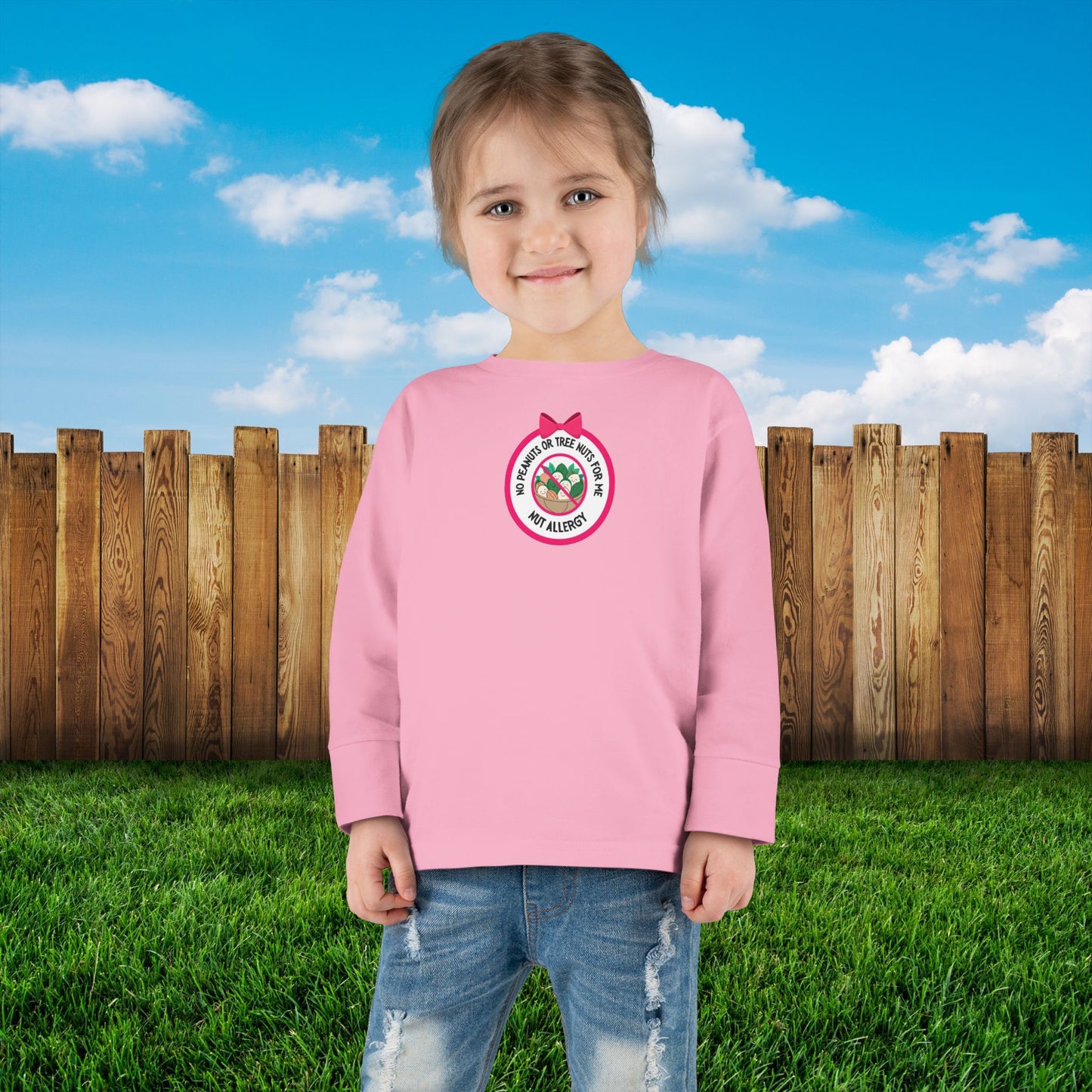 Nut Allergy Pink Logo Toddler Long Sleeve