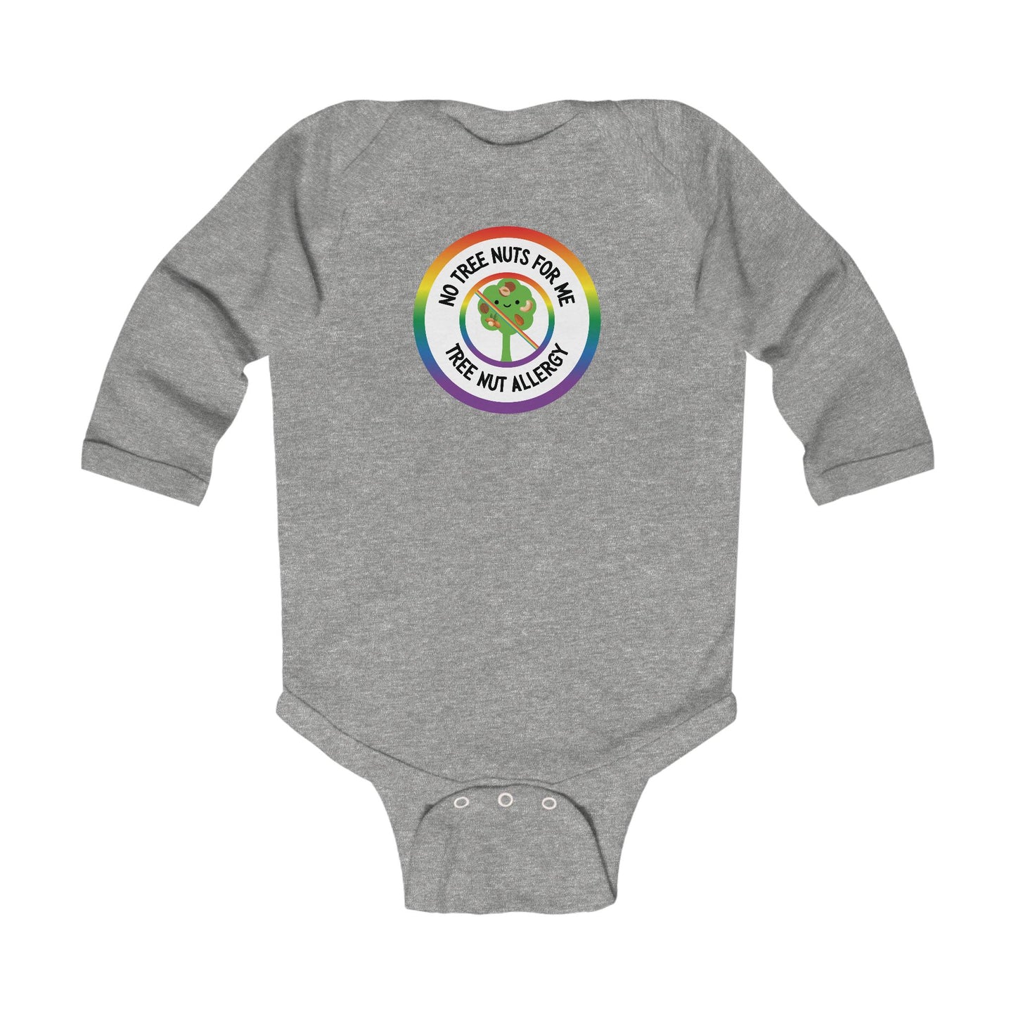 Tree Nut Allergy Rainbow Logo Long Sleeve Onesie