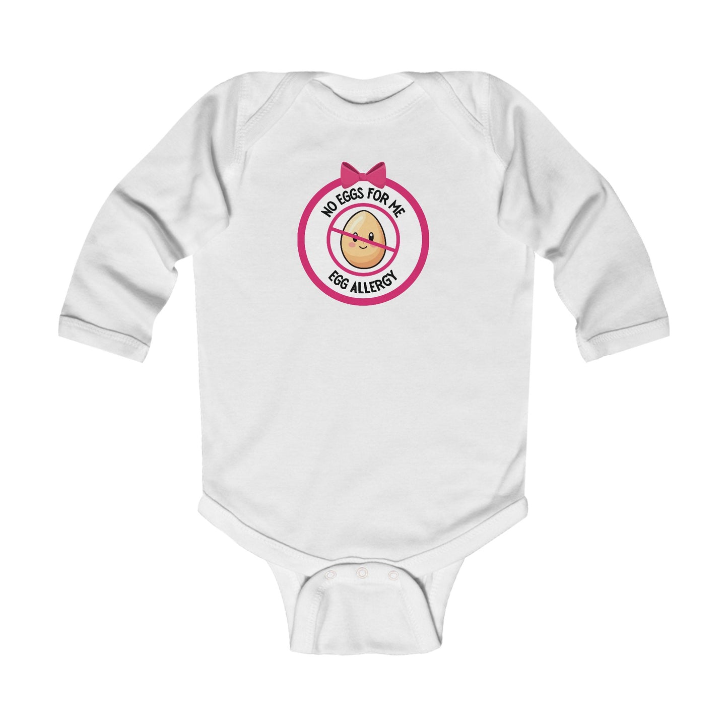 Egg Allergy Pink Logo Long Sleeve Onesie