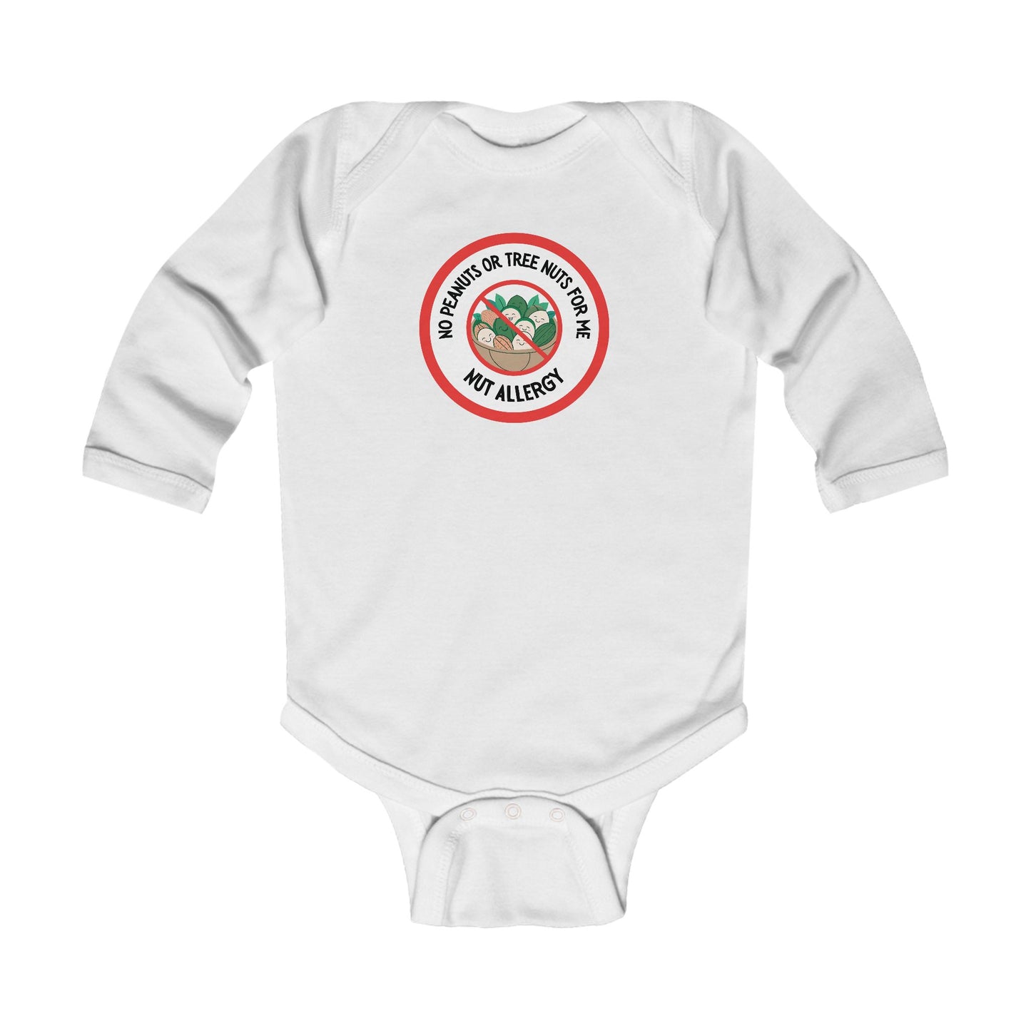 Nut Allergy Red Logo Long Sleeve Onesie