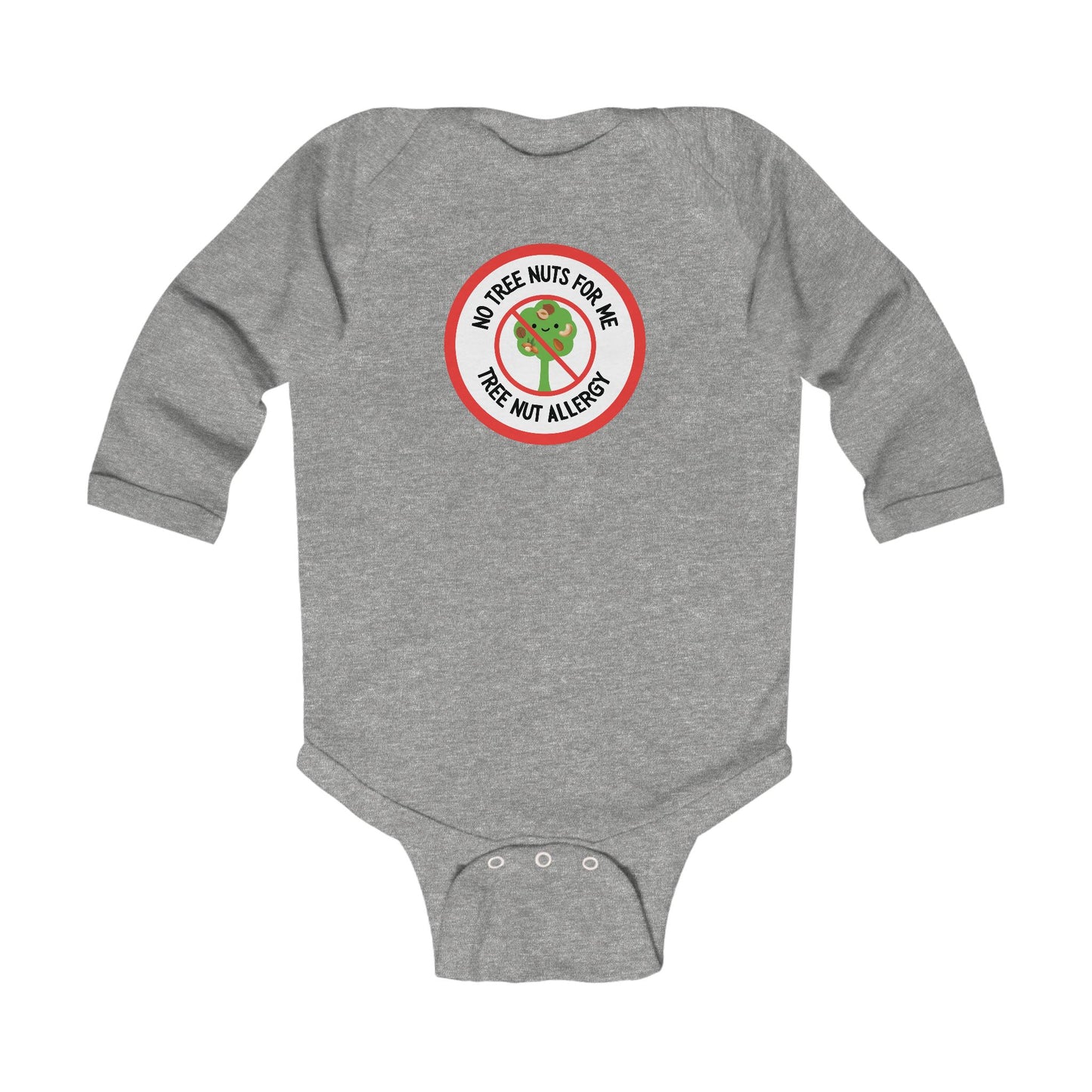 Tree Nut Allergy Red Logo Long Sleeve Onesie