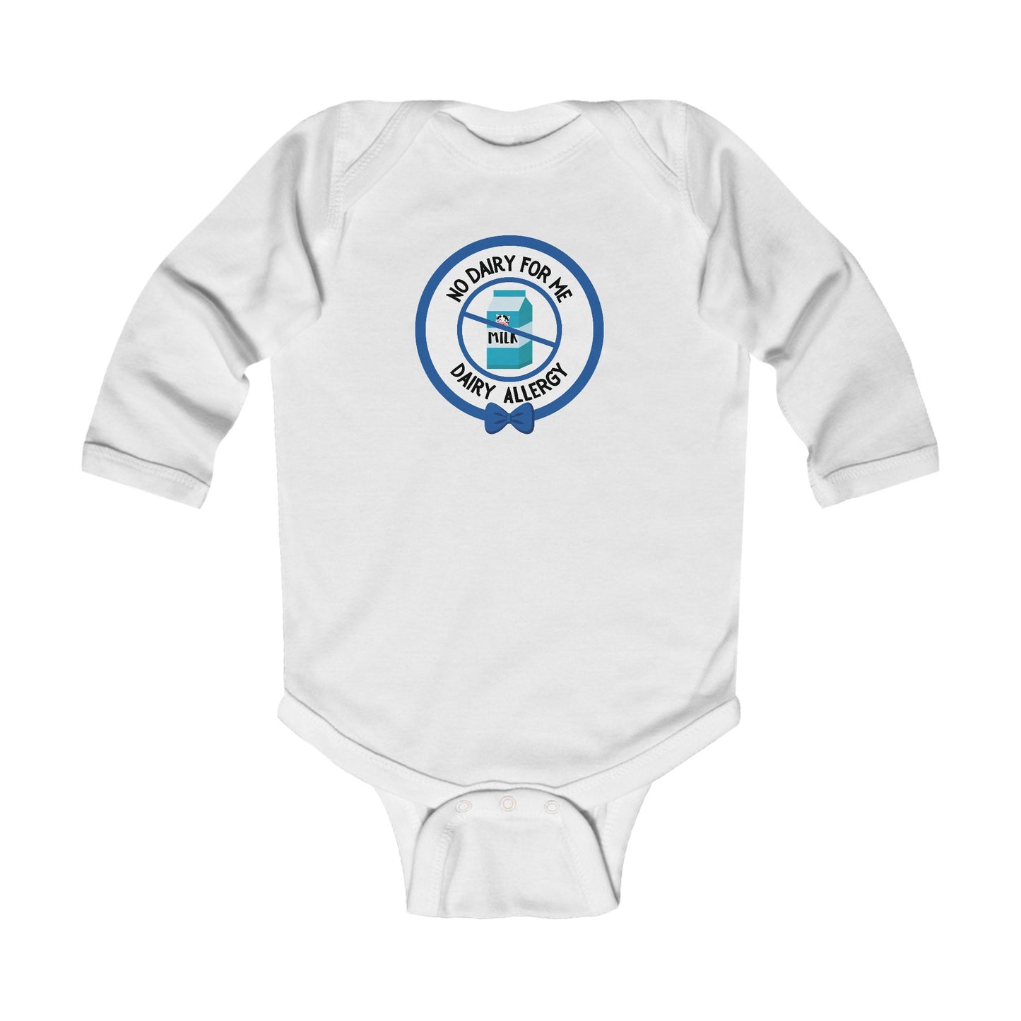 Dairy Allergy Blue Logo Long Sleeve Onesie