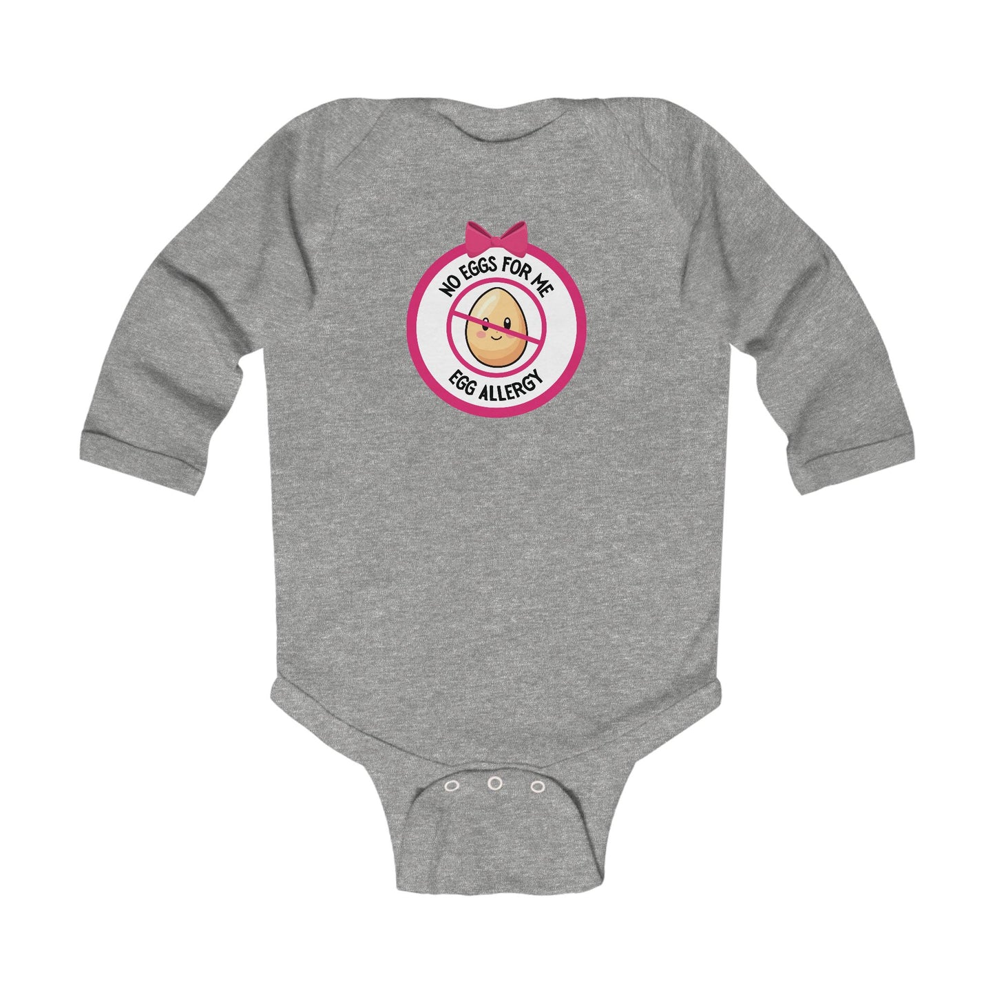 Egg Allergy Pink Logo Long Sleeve Onesie