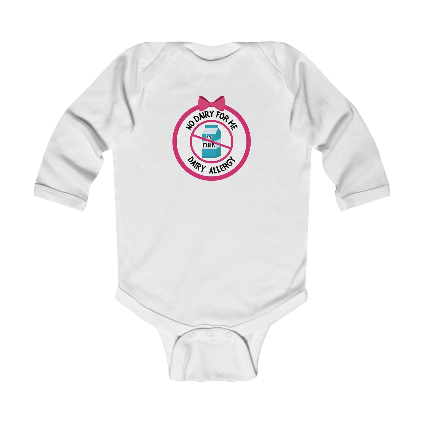 Dairy Allergy Pink Logo Long Sleeve Onesie
