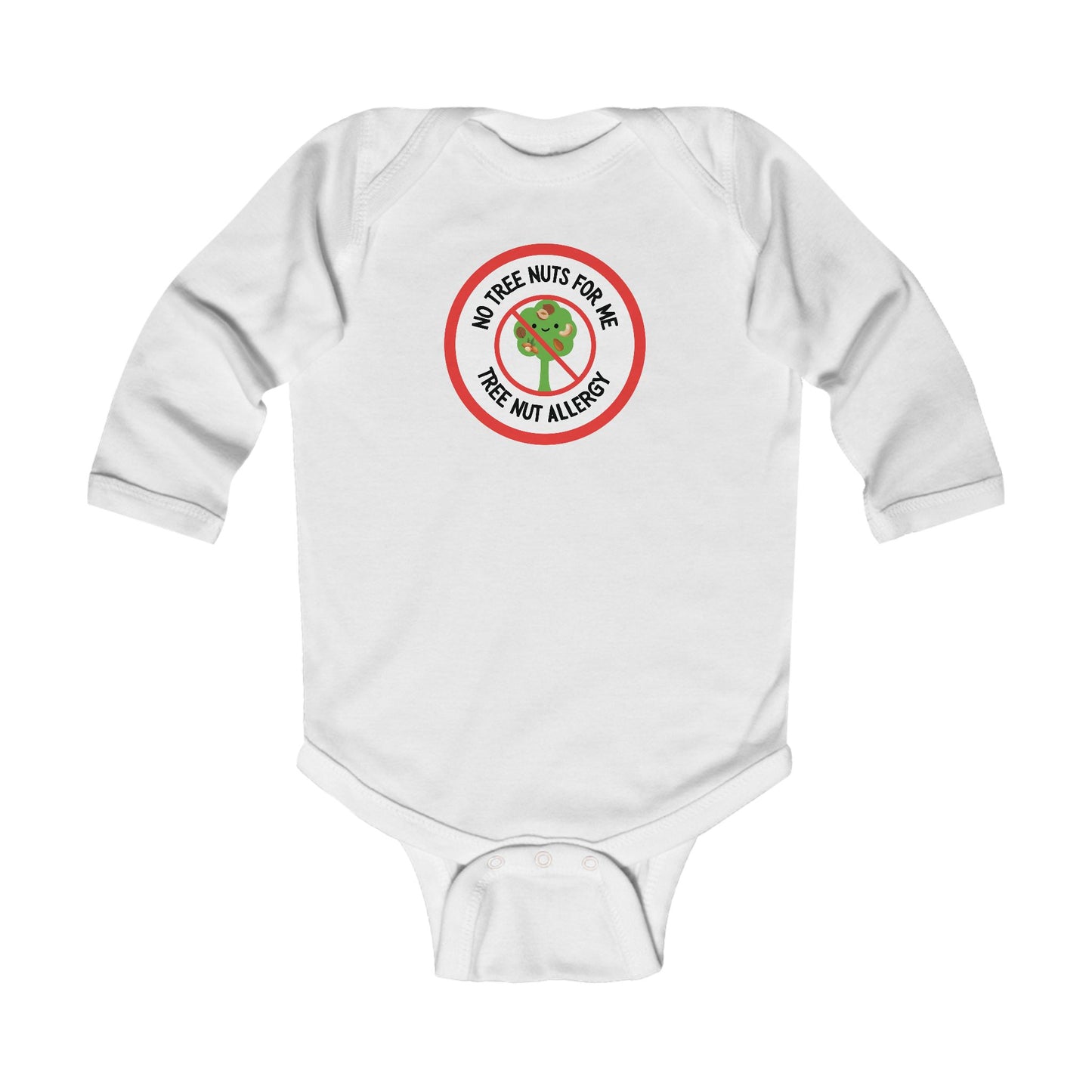 Tree Nut Allergy Red Logo Long Sleeve Onesie
