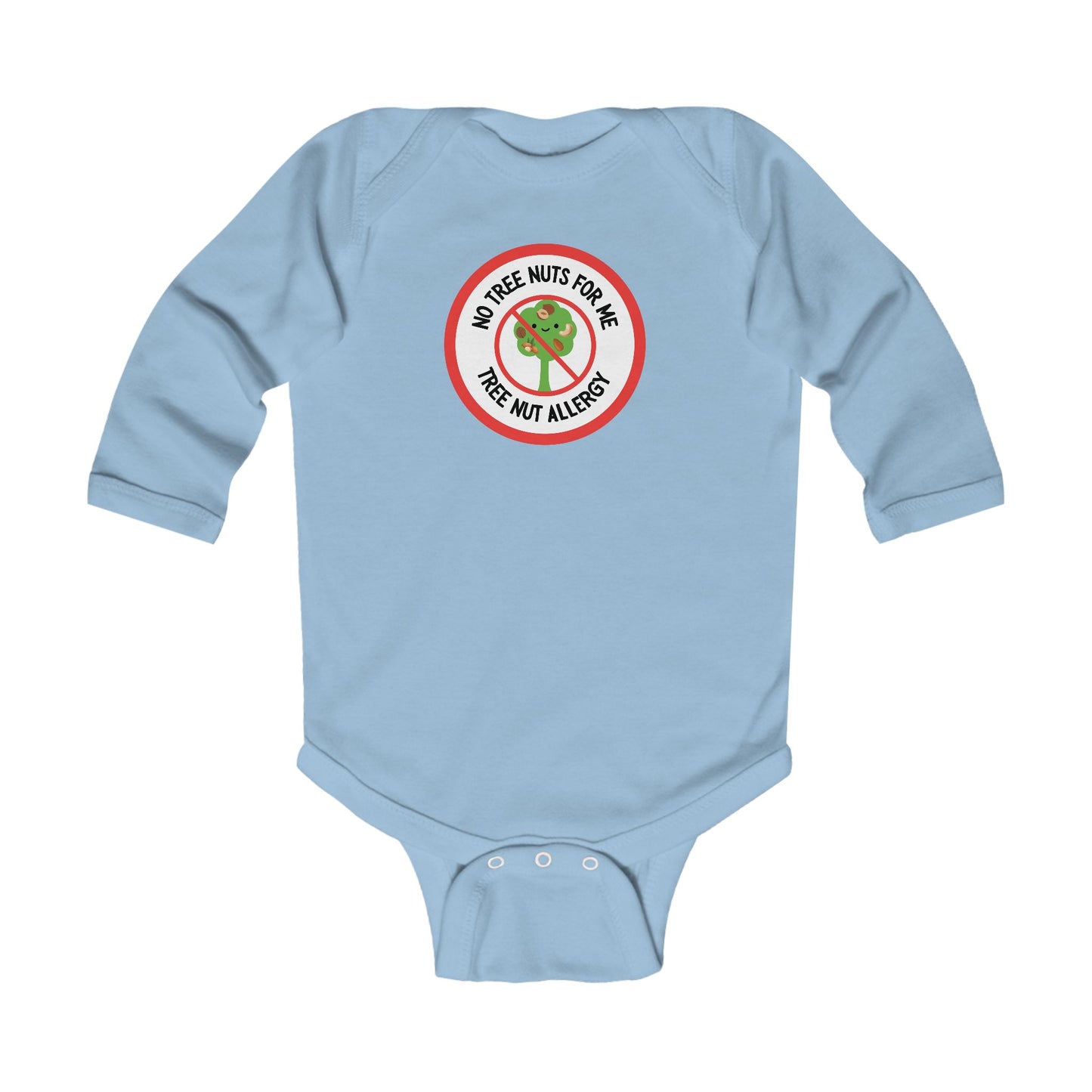Tree Nut Allergy Red Logo Long Sleeve Onesie
