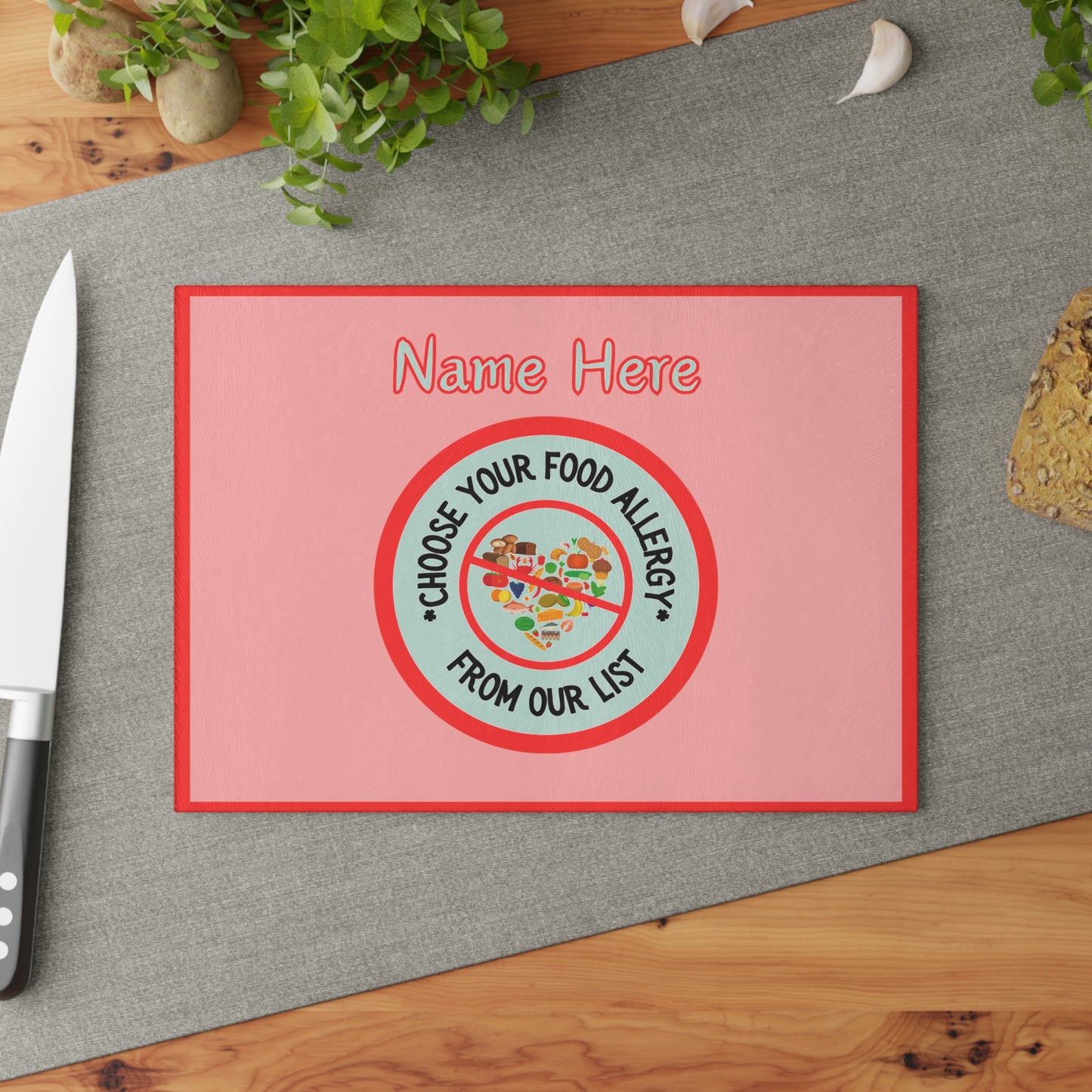 Food Allergy Glass Cutting Board
