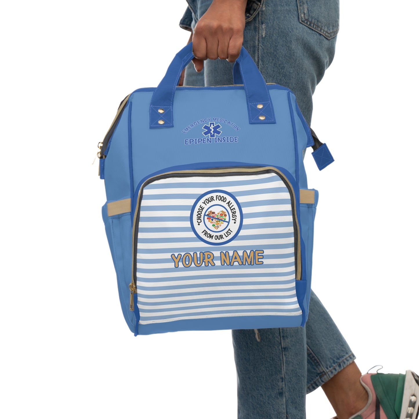 Blue Striped Diaper Backpack