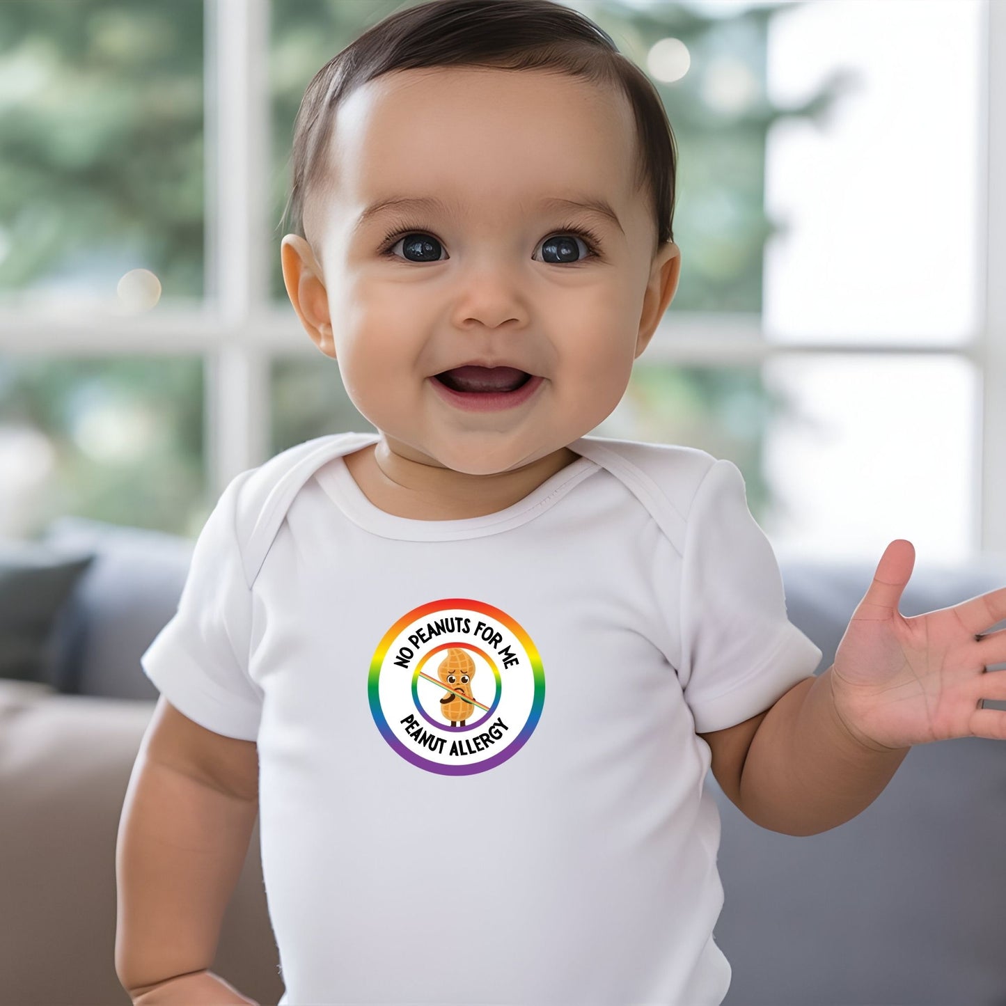 Peanut Allergy Rainbow Logo Short Sleeve Onesie