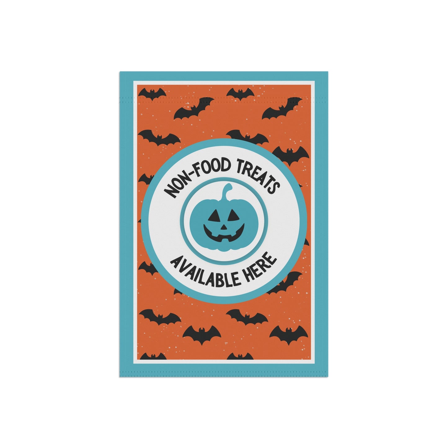 Halloween Garden Flag – Food Allergy Awareness Yard Sign with Orange Background, Bats & Smiling Pumpkin
