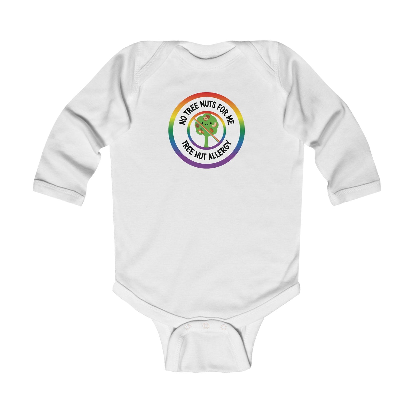 Tree Nut Allergy Rainbow Logo Long Sleeve Onesie