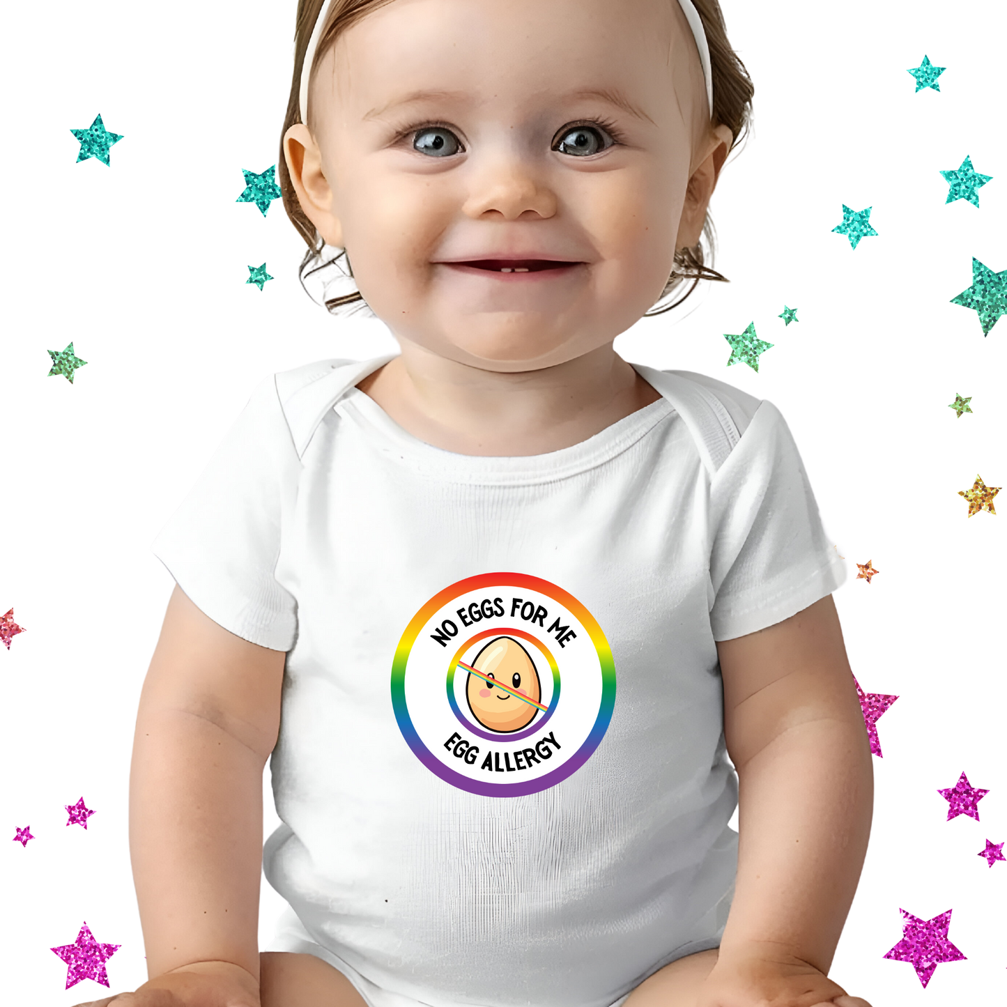 Egg Allergy Rainbow Logo Short Sleeve Onesie