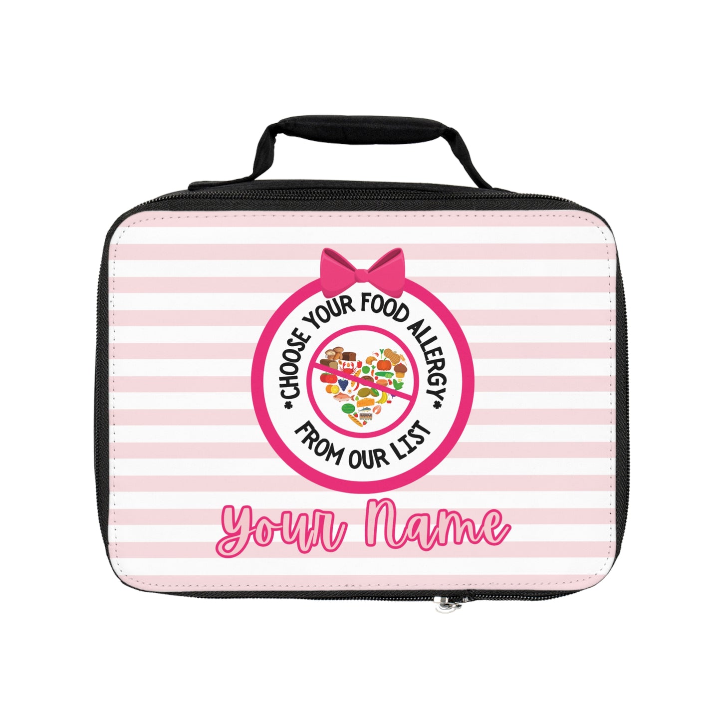 Pink Striped Food Allergy Lunchbox