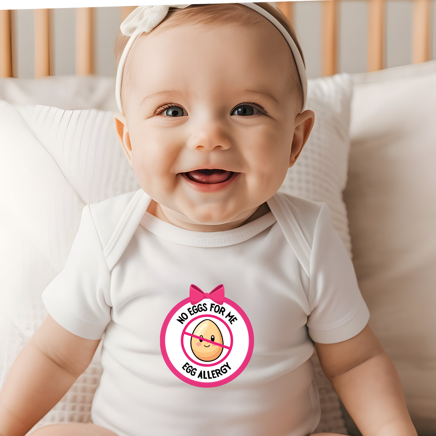 Egg Allergy Pink Logo Short Sleeve Onesie