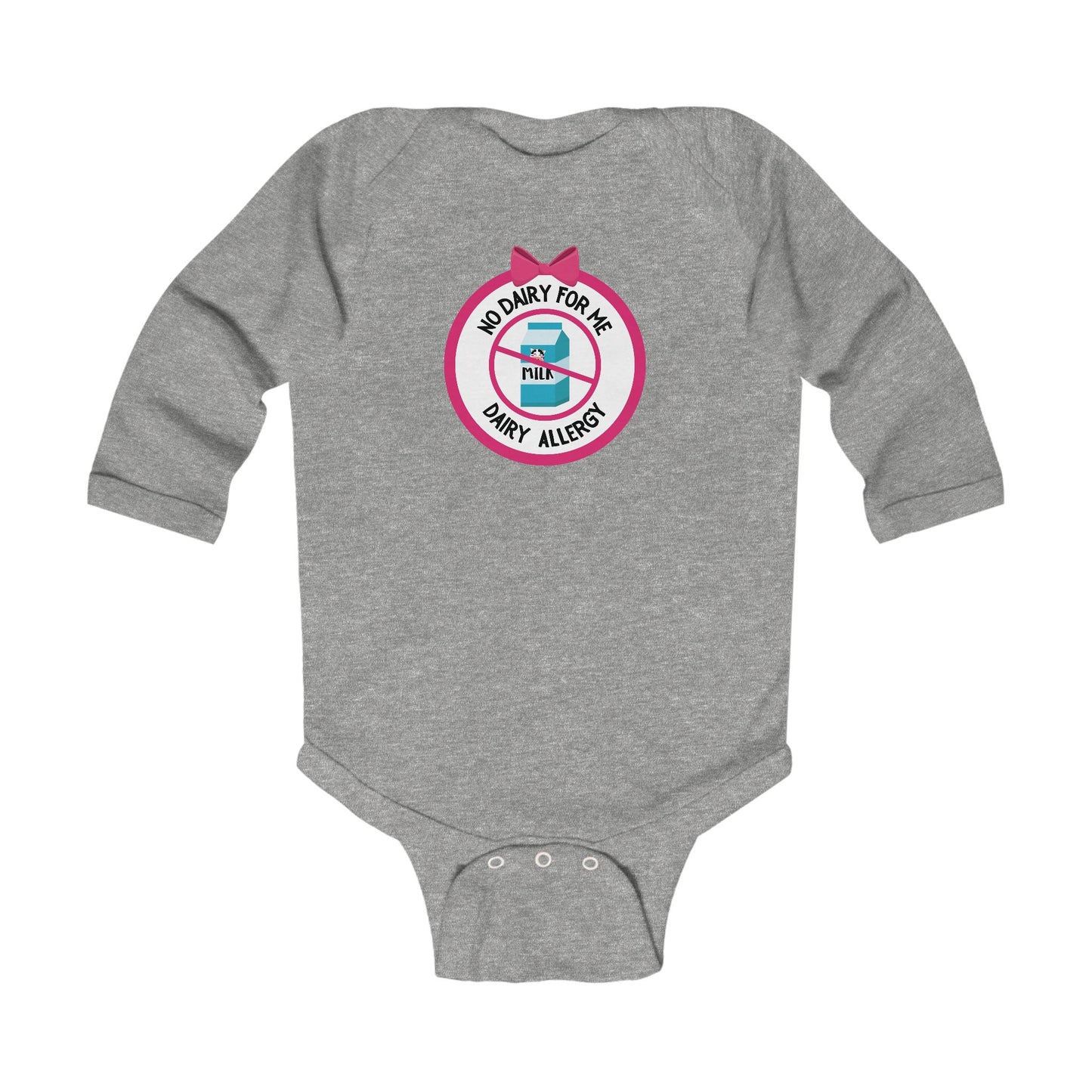 Dairy Allergy Pink Logo Long Sleeve Onesie