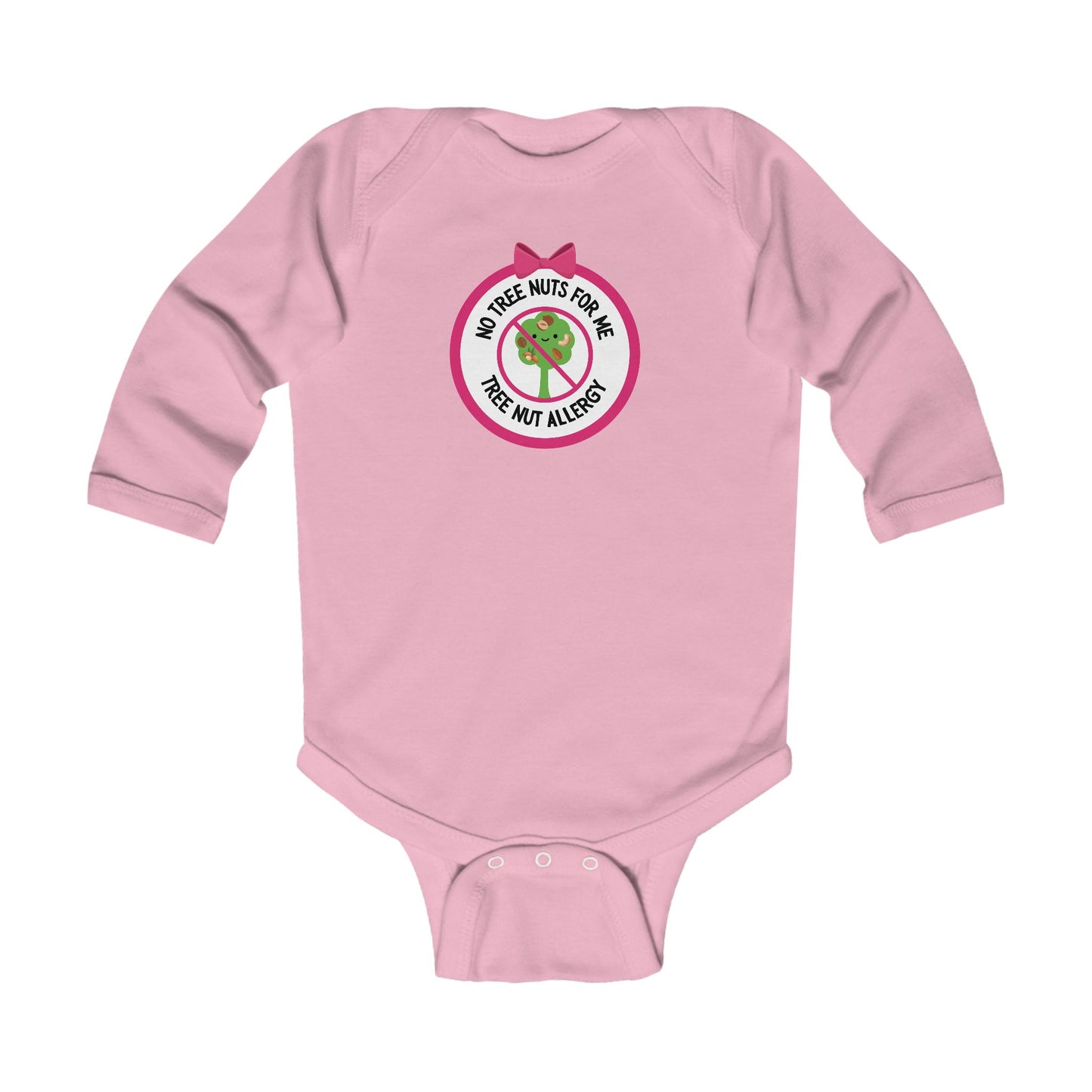 Tree Nut Allergy Pink Logo Long Sleeve Onesie