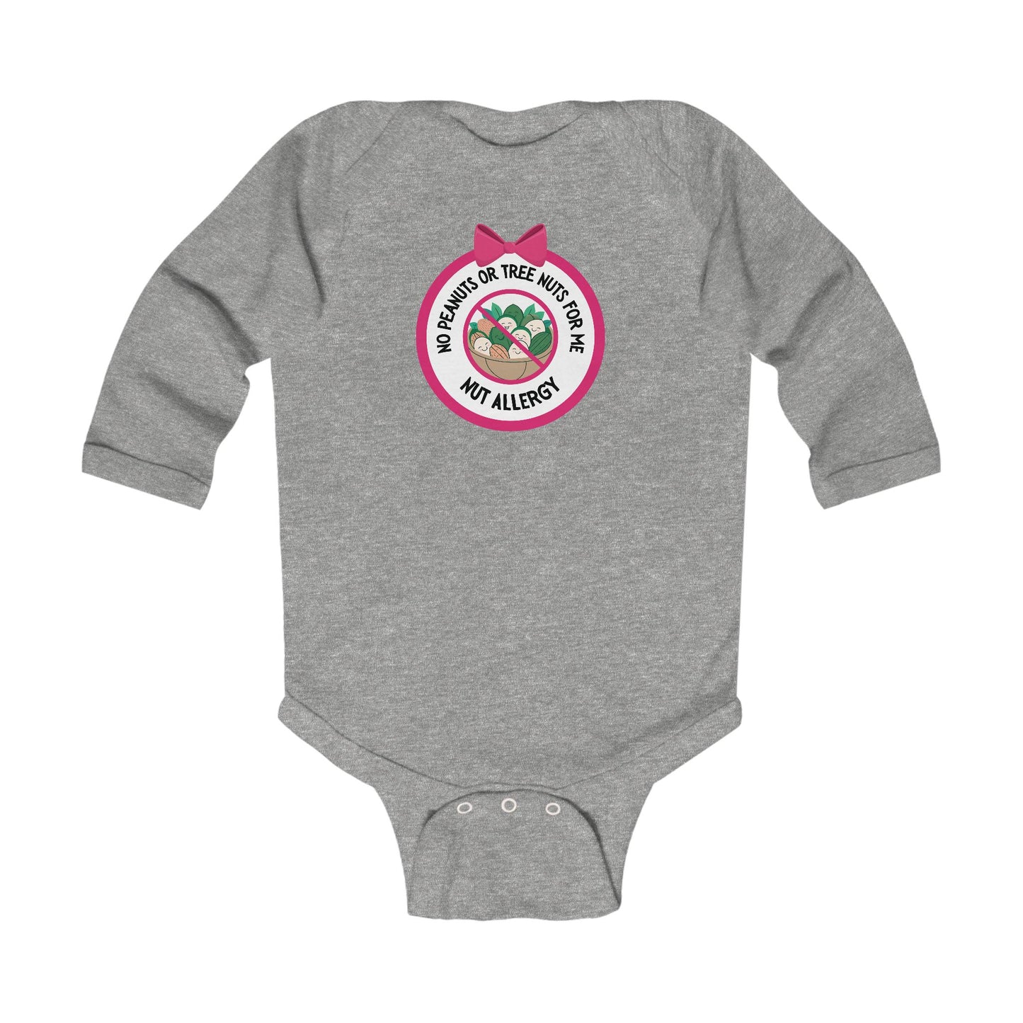 Nut Allergy Pink Logo Long Sleeve Onesie