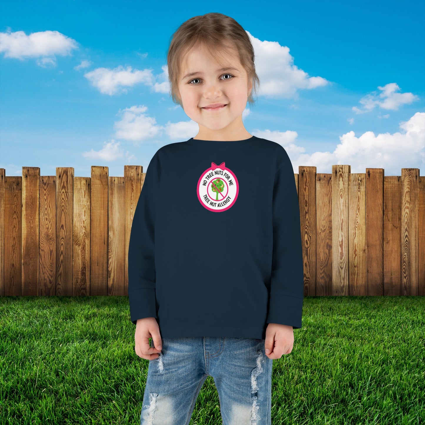 Tree Nut Allergy Pink Logo Toddler Long Sleeve