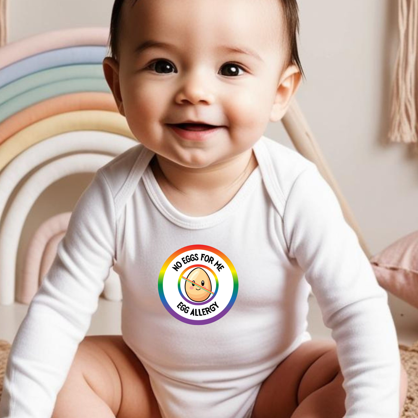 Egg Allergy Rainbow Logo Long Sleeve Onesie