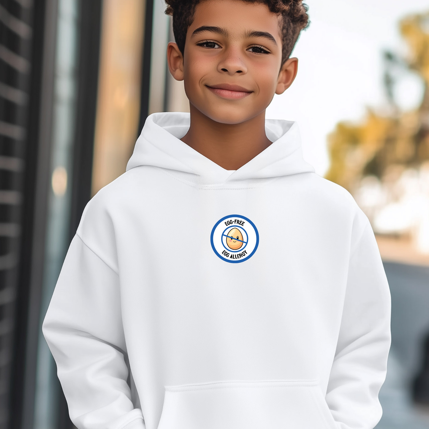 Egg Allergy Blue Logo Youth Hoodie