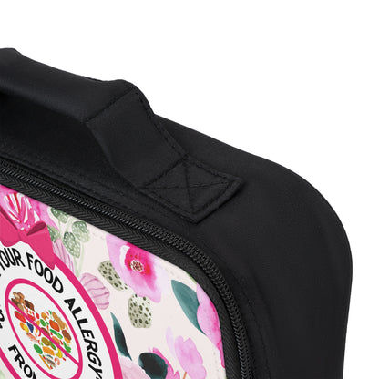 Pink Floral Food Allergy Lunchbox