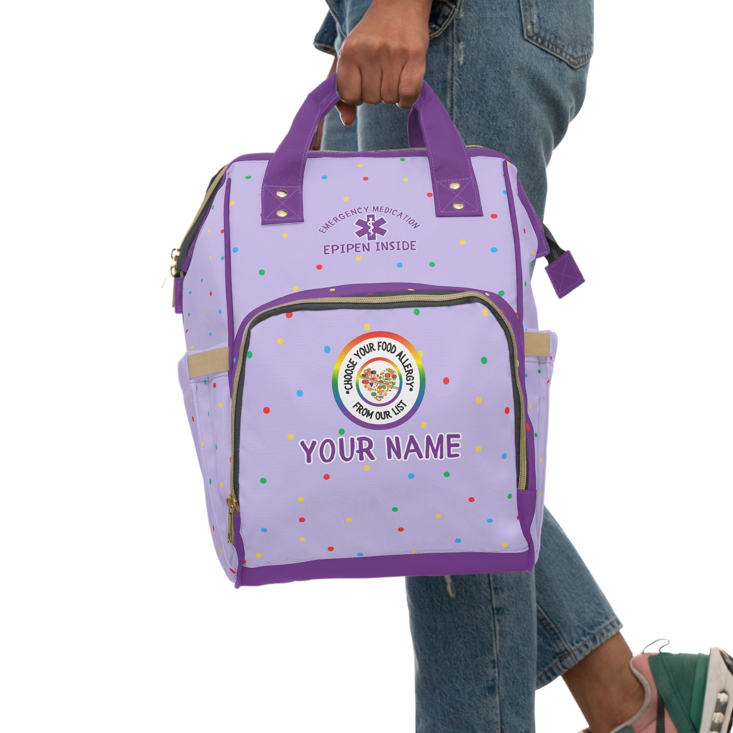Purple Polka Dot Diaper Backpack