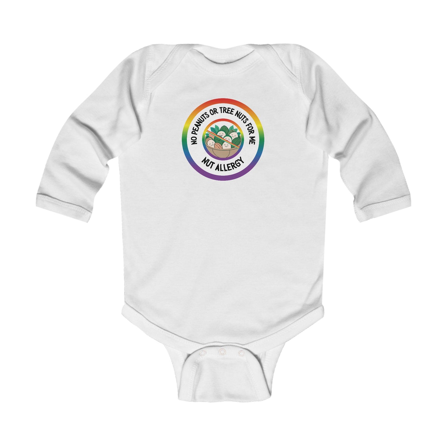 Nut Allergy Rainbow Logo Long Sleeve Onesie