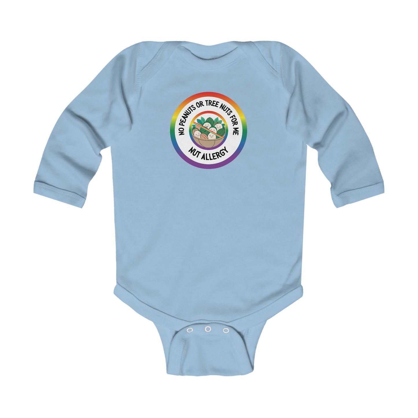 Nut Allergy Rainbow Logo Long Sleeve Onesie