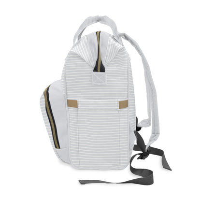 Gray Striped Diaper Backpack