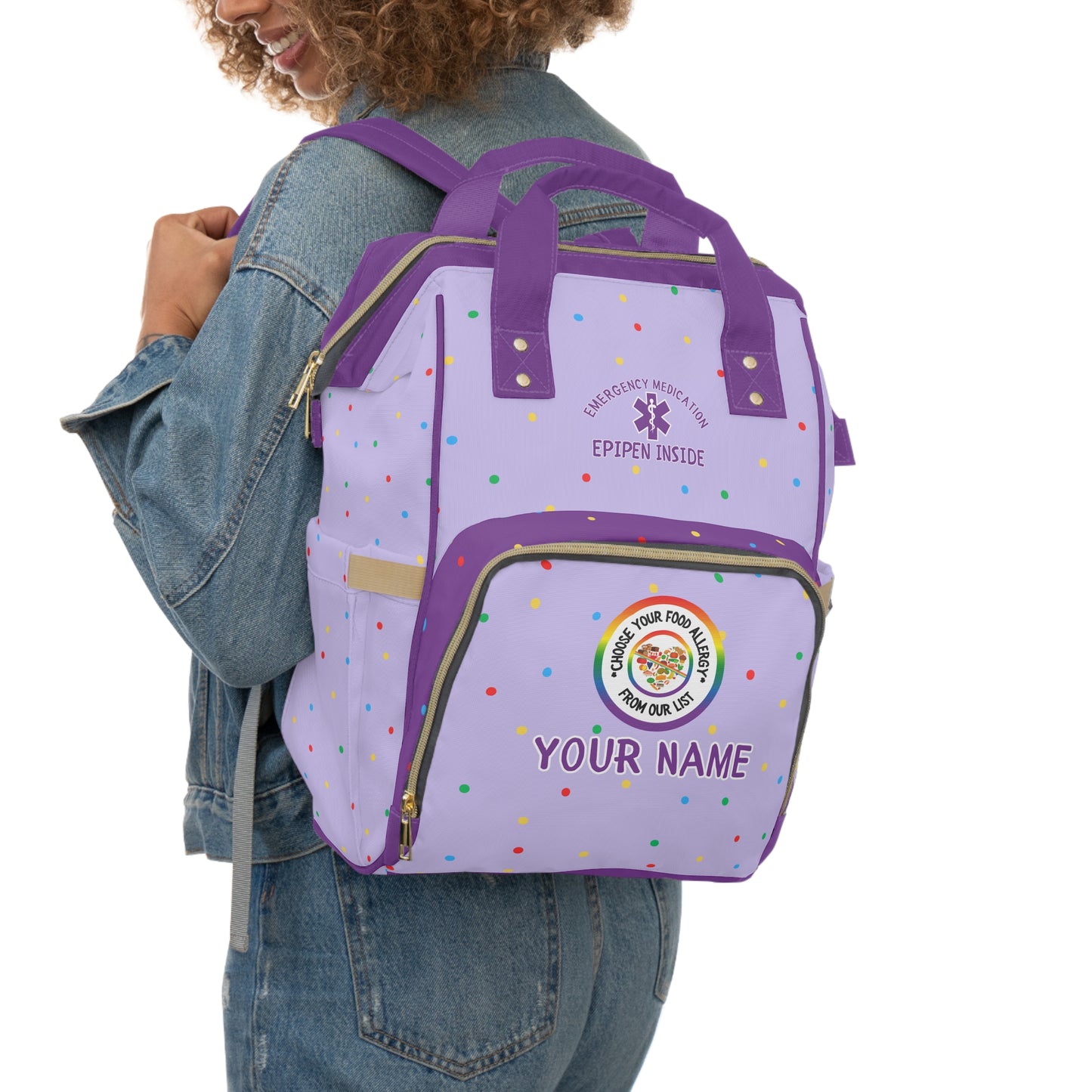 Purple Polka Dot Diaper Backpack