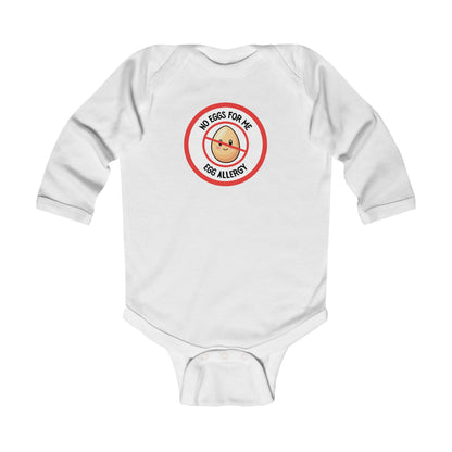 Egg Allergy Red Logo Long Sleeve Onesie