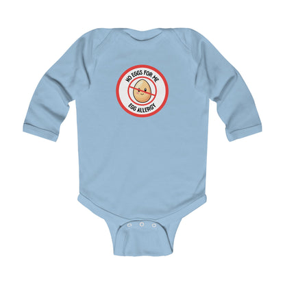 Egg Allergy Red Logo Long Sleeve Onesie