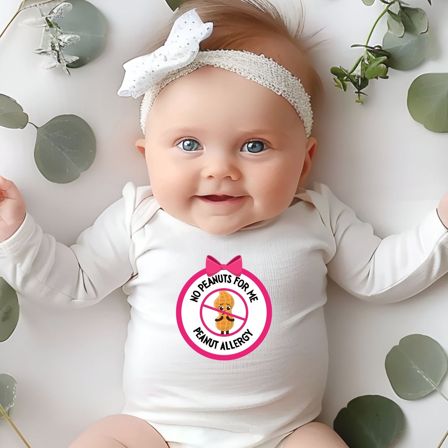 Peanut Allergy Pink Logo Long Sleeve Onesie