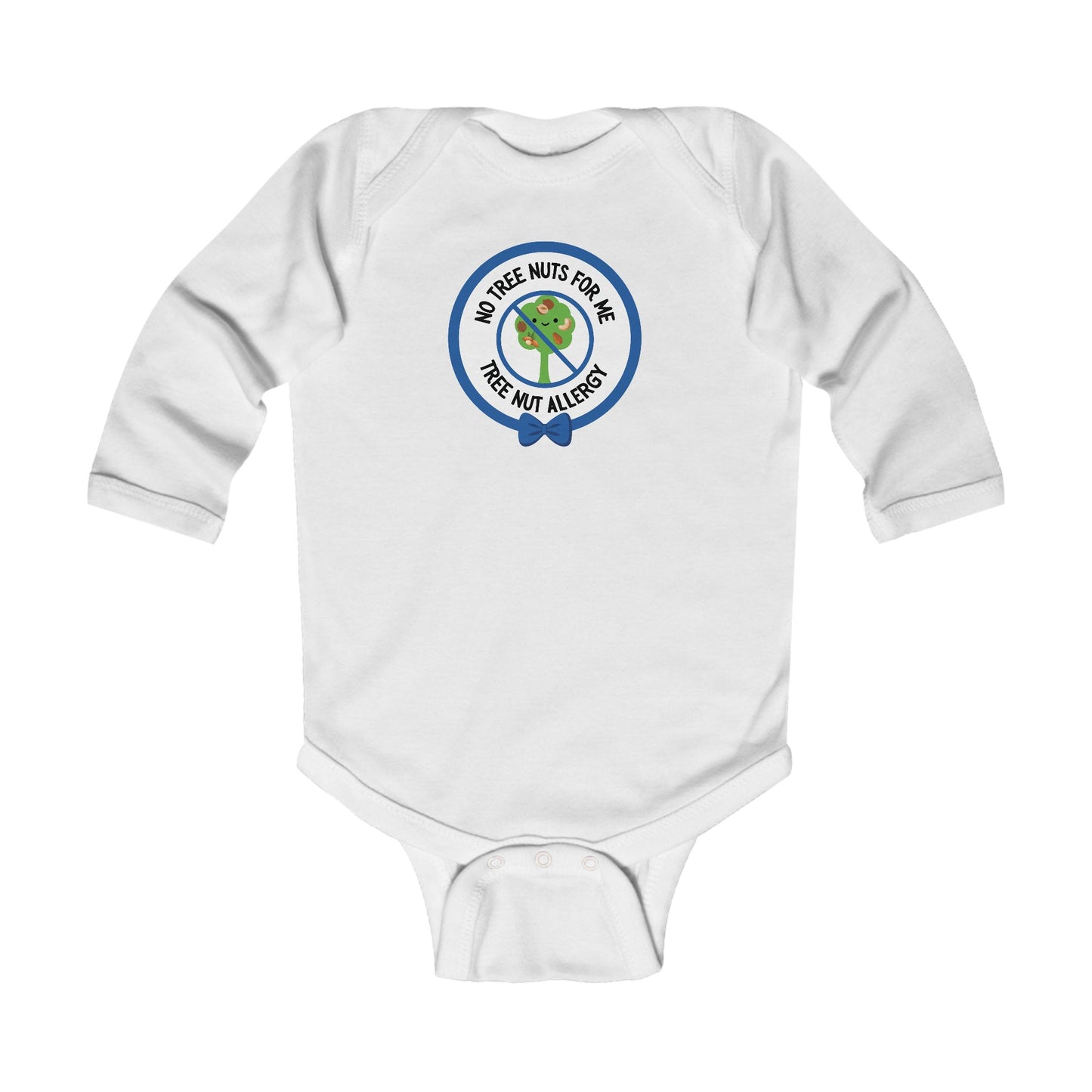 Tree Nut Allergy Blue Logo Long Sleeve Onesie