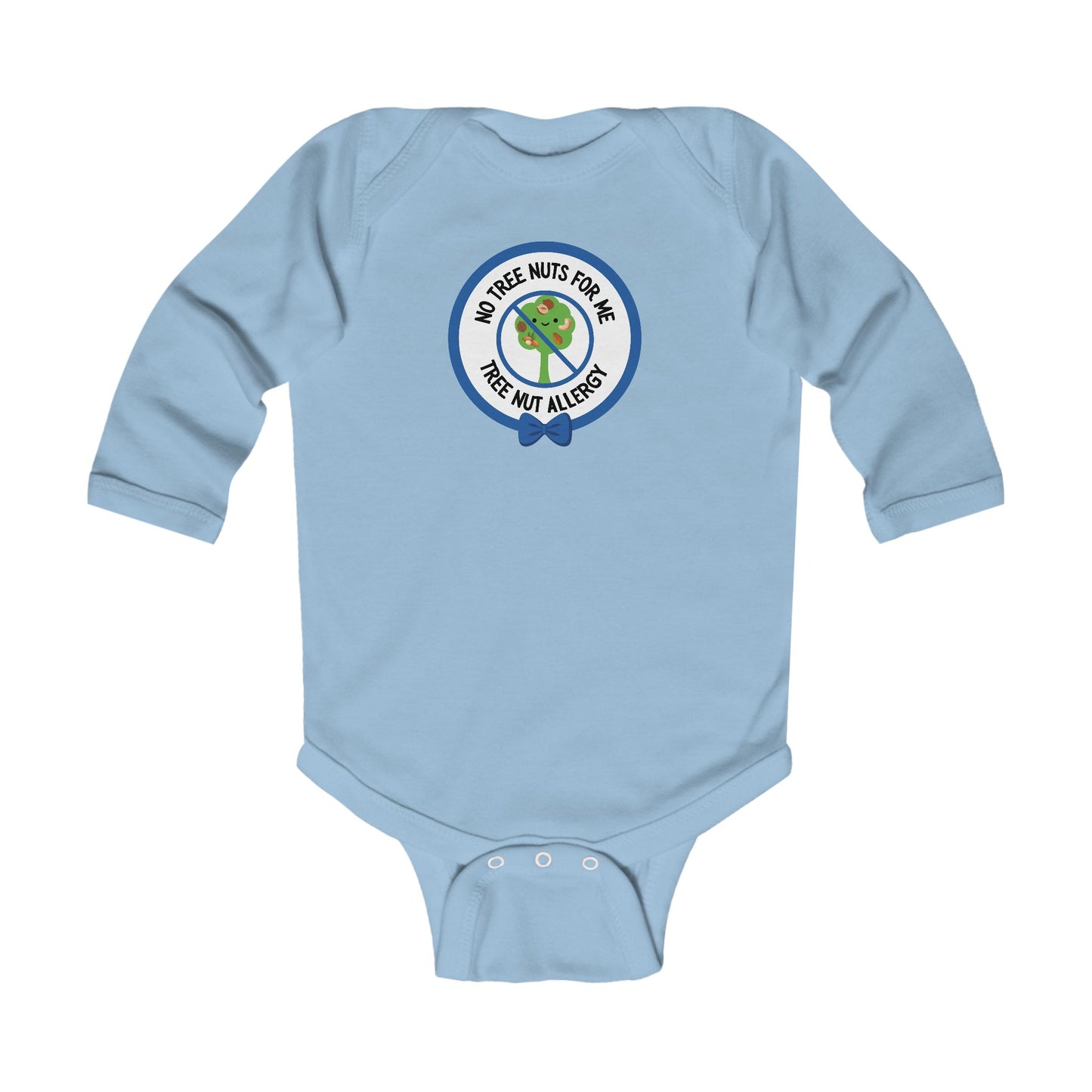 Tree Nut Allergy Blue Logo Long Sleeve Onesie