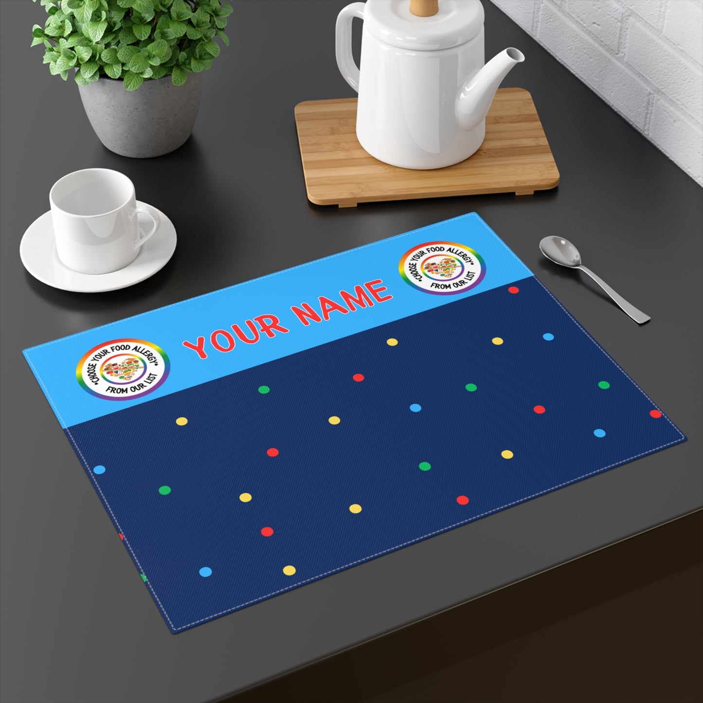 Blue Polka Dot Placemat, 1 pc