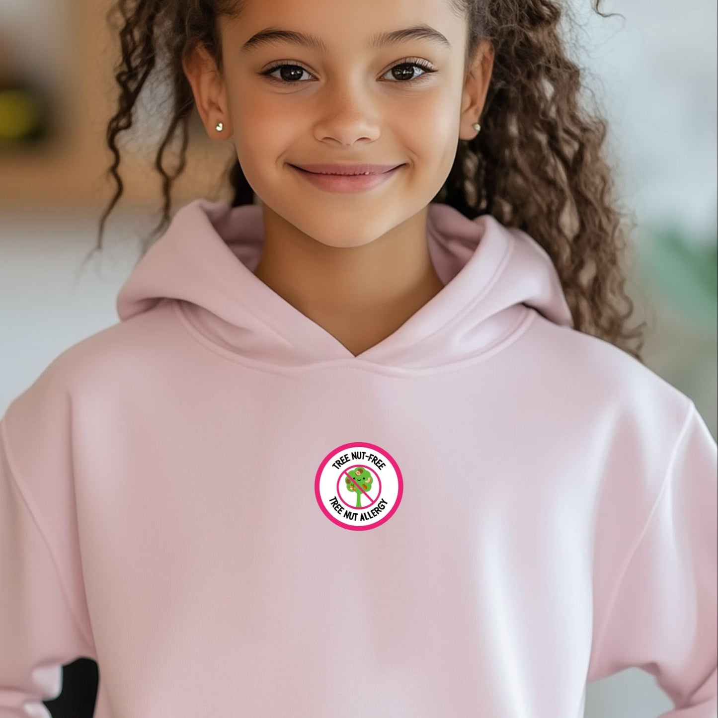 Tree Nut Allergy Pink Logo Youth Hoodie