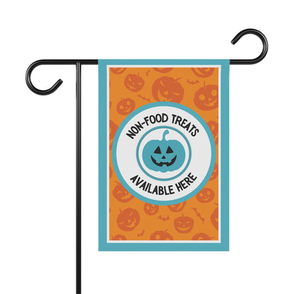 Halloween Food Allergy Garden Flag – Food Allergy Awareness Yard Sign with Orange and Teal Pumpkins