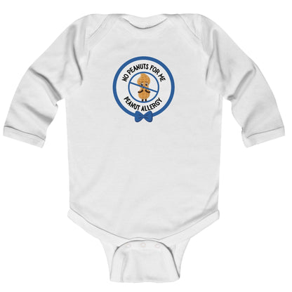 Peanut Allergy Blue Logo Long Sleeve Onesie