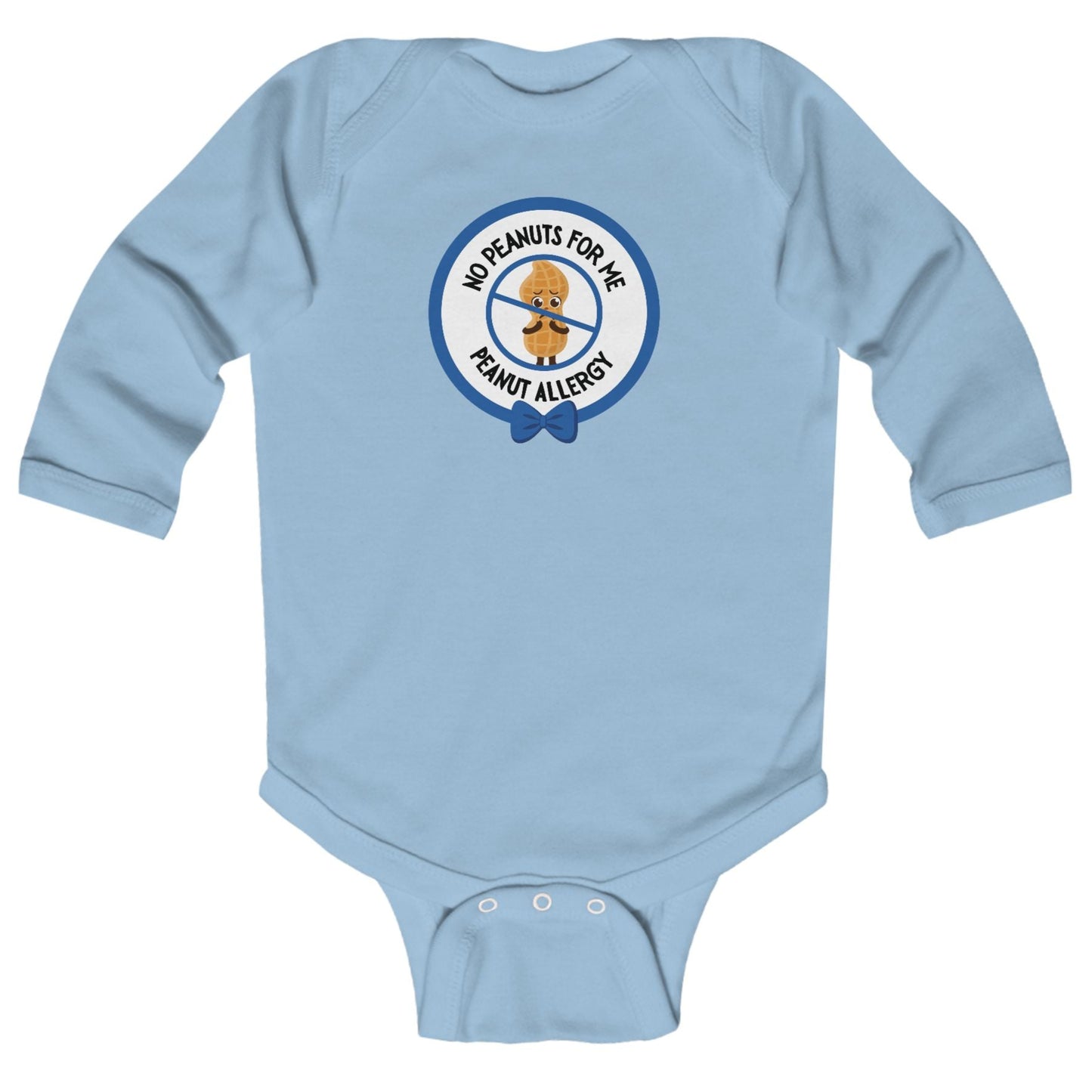 Peanut Allergy Blue Logo Long Sleeve Onesie