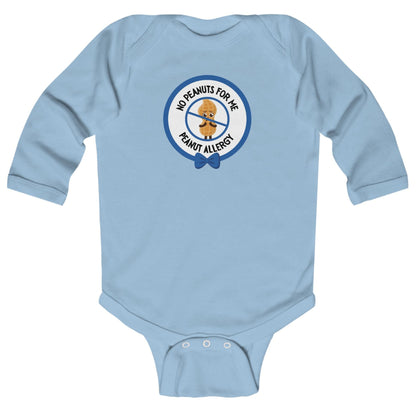 Peanut Allergy Blue Logo Long Sleeve Onesie