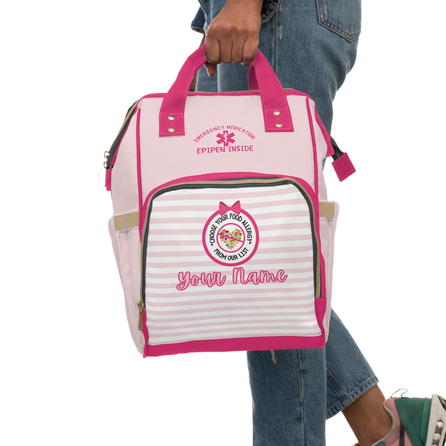 Pink Striped Diaper Backpack